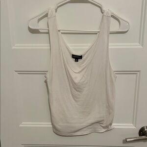 Stylish White Draped Tank Top